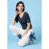 Seasalt Cornwall Burdock V-Neck T-Shirt in GOTS-Certified Organic Cotton Slub | Women T-shirts
