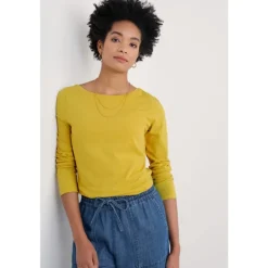 Seasalt Cornwall Easel Long Sleeve Top in GOTS-Certified Organic Cotton Jersey | Women Tops | T-shirts