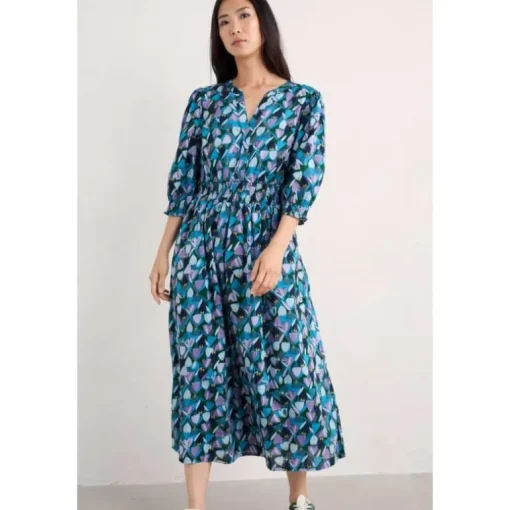 Seasalt Cornwall Fawn Organic Cotton Waisted Midi Dress | Women Dresses