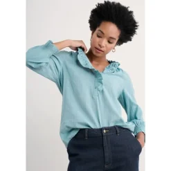 Seasalt Cornwall Feather Star Checked Top | Women Tops | Shirts & Blouses