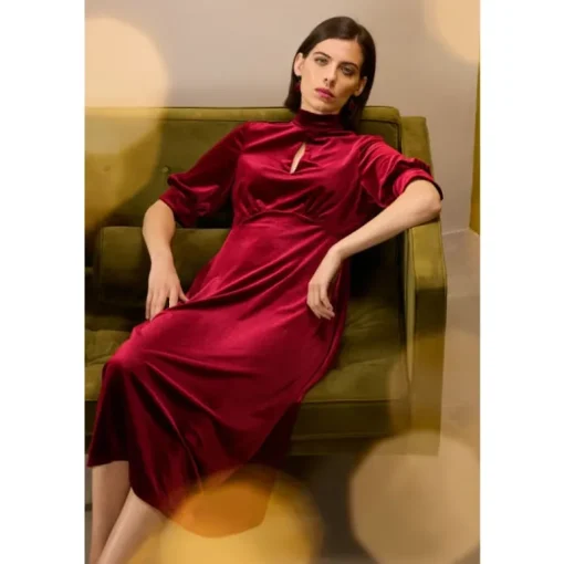 Seasalt Cornwall Four Lanes Velvet Empire Line Midi Dress | Women Dresses