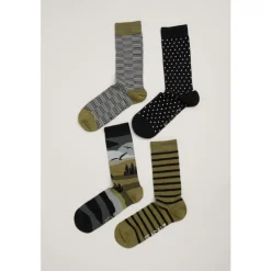 Seasalt Cornwall Gift Box of 4 Green Men's Sailor Socks | Socks