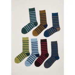Seasalt Cornwall Gift Box of 7 Men's Striped Sailor Socks | Socks