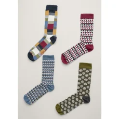 Seasalt Cornwall Gift Box of 4 Pairs Men's Geo Sailor Socks | Socks