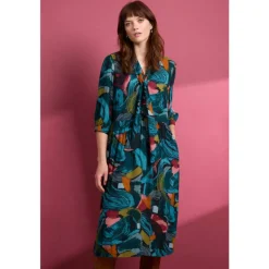 Seasalt Cornwall Harbour Cove Printed Tie Neck Midi Dress | Women Dresses