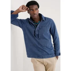 Seasalt Cornwall Men's Hawser Denim Overshirt | Tops & T-shirts | Shirts
