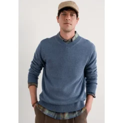 Seasalt Cornwall Men's Mainbrace Organic Cotton V-Neck Jumper | Knitwear
