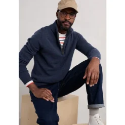 Seasalt Cornwall Men's Reefpoint Half Zip Jumper | Knitwear