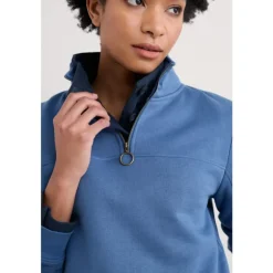 Seasalt Cornwall Navigation Jersey Quarter Zip Sweatshirt | Women Tops | Sweatshirts