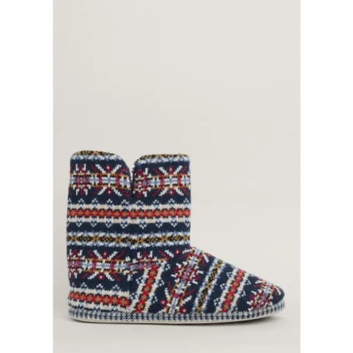 Seasalt Cornwall Northaway Men's Fair Isle Fleece Lined Slipper Boots | Nightwear | Slippers