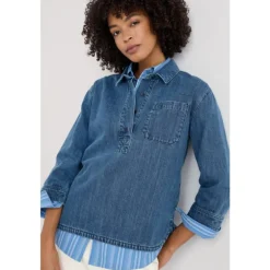 Seasalt Cornwall Oak Leaf Denim Shirt | Women Shirts & Blouses