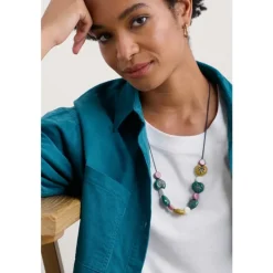 Seasalt Cornwall Picture Leaf-Shaped Beaded Necklace | Women Jewellery