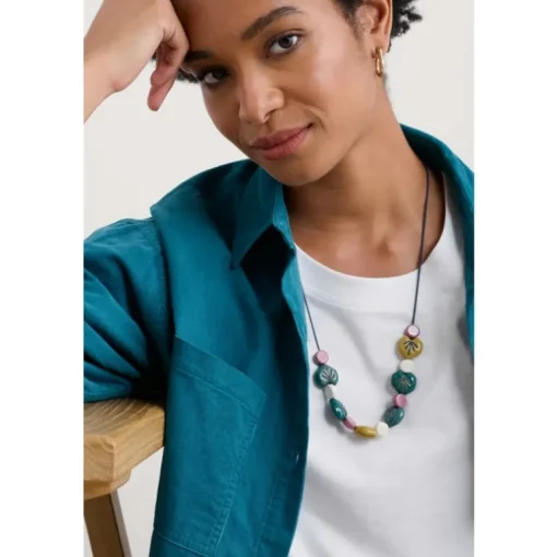 Seasalt Cornwall Picture Leaf-Shaped Beaded Necklace | Women Jewellery
