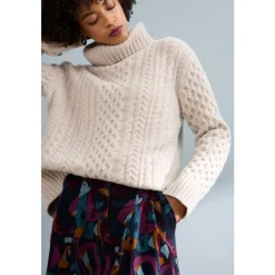 Seasalt Cornwall Pine Forest Cable Knit Merino Jumper | Women Knitwear