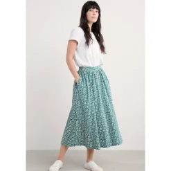 Seasalt Cornwall Ready Sail Printed Jersey Midi Skirt | Women Skirts