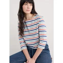 Seasalt Cornwall Sailor 3/4 Sleeve Top in GOTS-Certified Organic Cotton Jersey | Women Tops | T-shirts