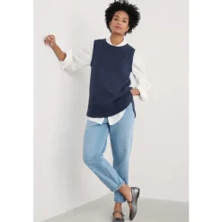 Seasalt Cornwall Smallcombe Knitted Vest in GOTS-Certified Organic Cotton | Women Knitwear | Tops