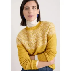 Seasalt Cornwall Spruce Frost Mohair-Blend Fair Isle Jumper | Women Knitwear