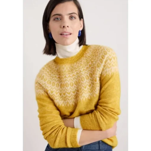 Seasalt Cornwall Spruce Frost Mohair-Blend Fair Isle Jumper | Women Knitwear