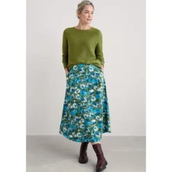 Seasalt Cornwall Swallow Hill Printed A-Line Skirt | Women Skirts